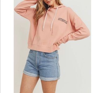 Anti-Social Pullover Hoodie With Double Drawstring